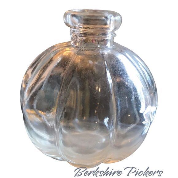 glass ribbed perfume bottle hibiscus stopper Blue, Green, Pink set of 3‎ - Picture 8 of 16